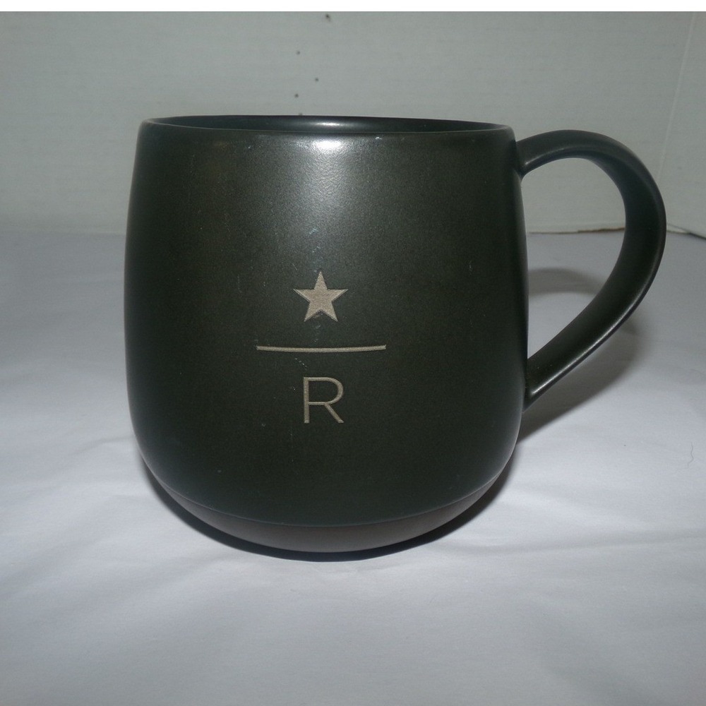 Starbucks Reserve Matte Black Brown Ceramic Coffee Mug 16oz Gold Star R 2015